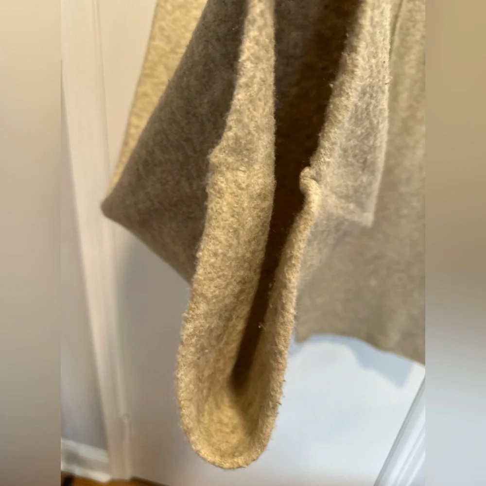 Zara tan knit Sz:M Fuzzy Wool blend Extra wide-leg lounge pants drawstring waist - Picture 7 of 10